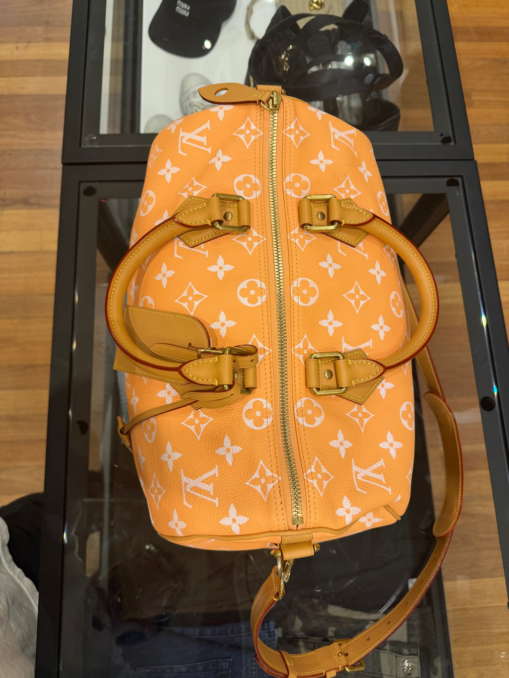 Louis Vuitton P9 Speedy 40 Peach Duffle Bag