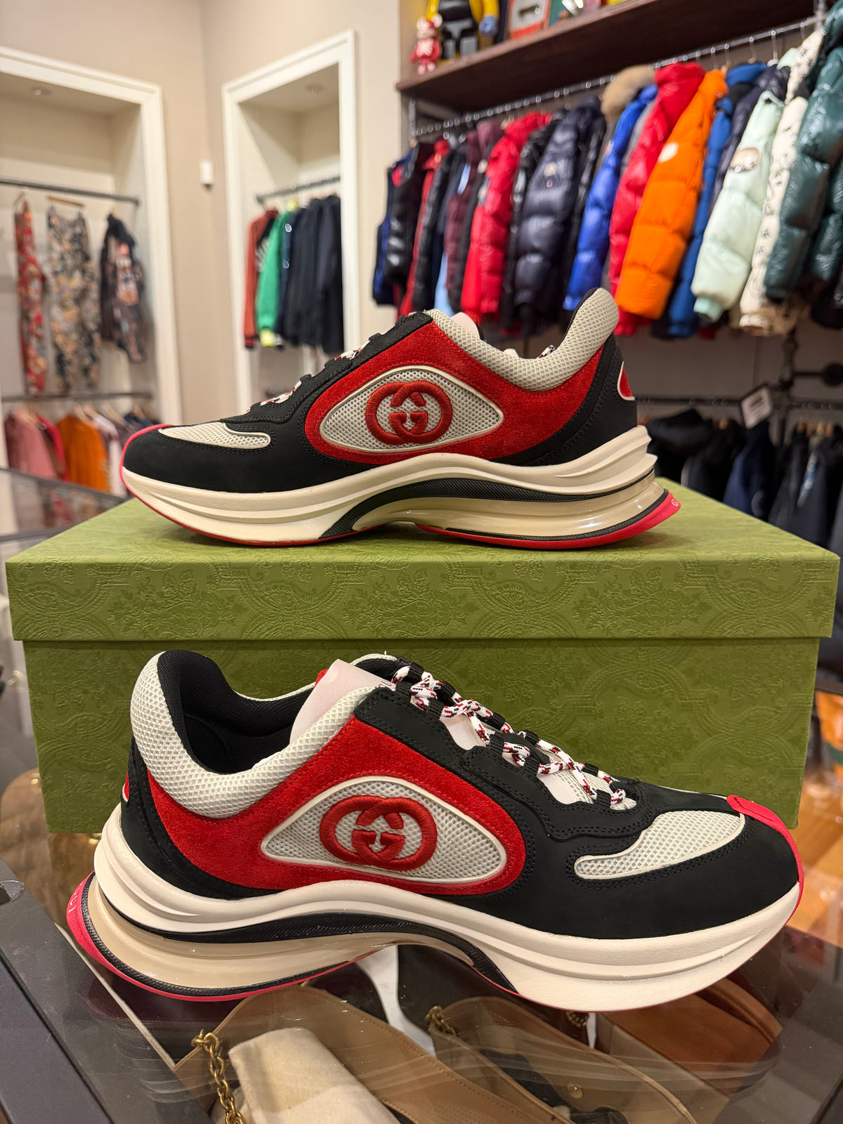 Gucci Run Suede Mesh Sneakers