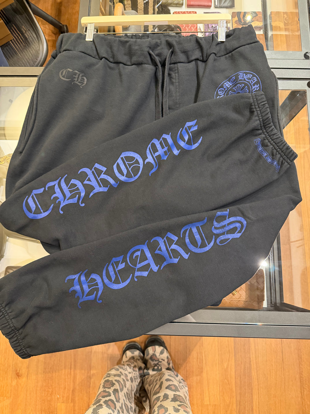 Chrome Hearts Vertical Logo Sweatpants - Black/Blue