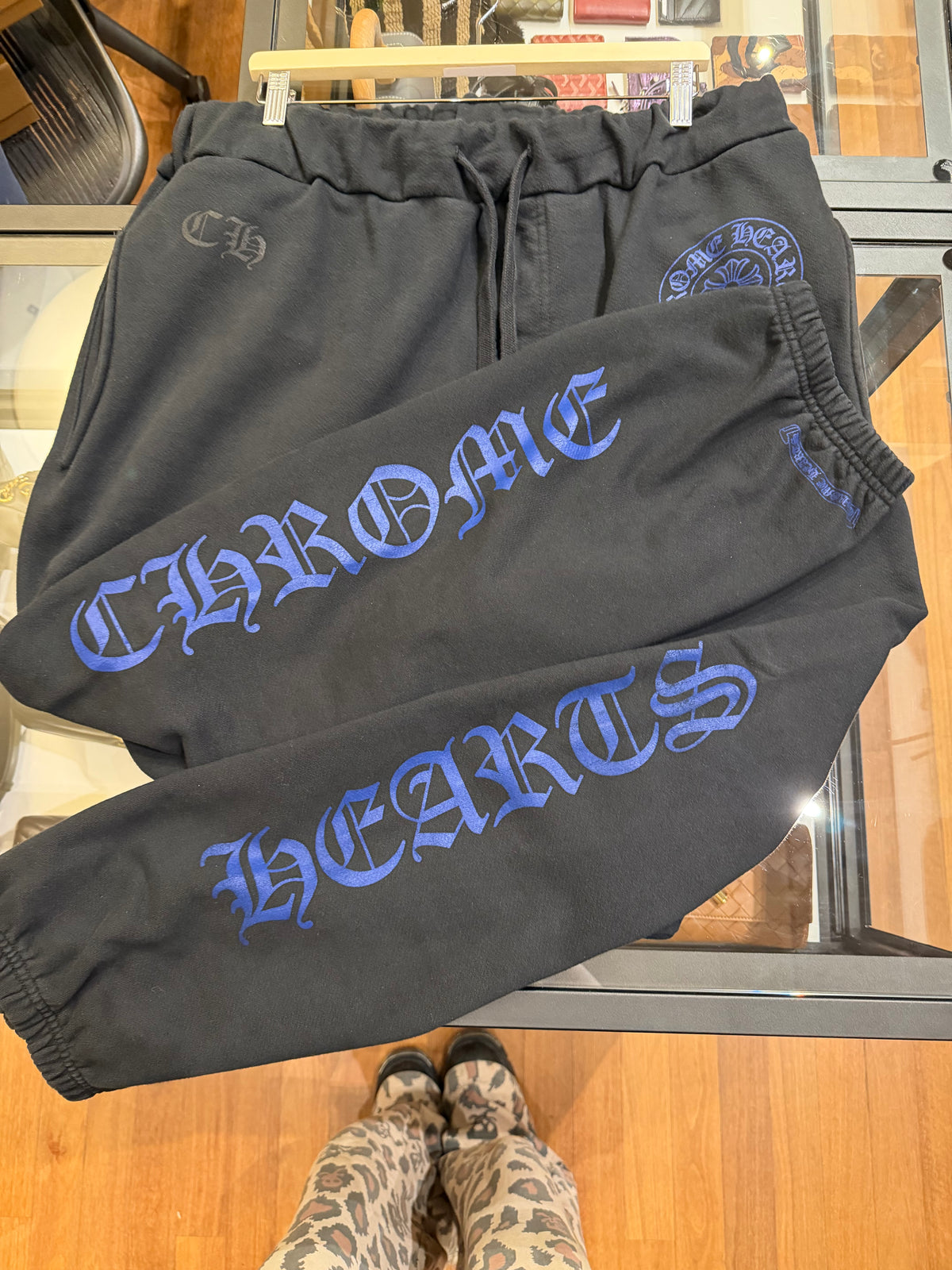 Chrome Hearts Vertical Logo Sweatpants - Black/Blue