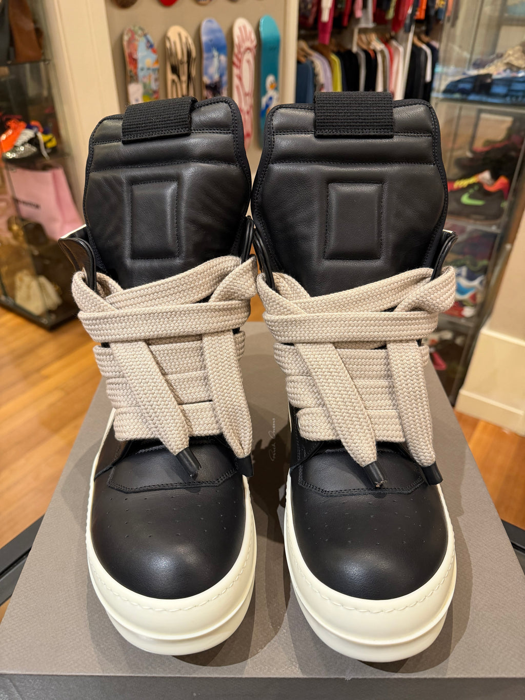 Rick Owens Jumbolace Geobaskets - Black/Milk