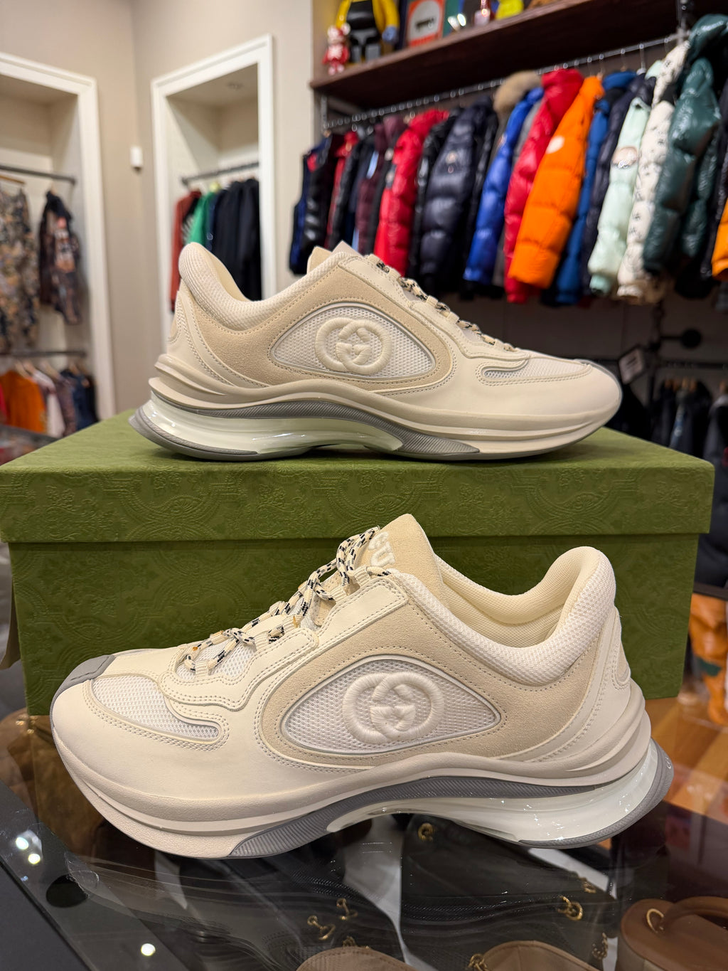 Gucci Run Sneaker - White Suede & Leather