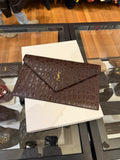 Saint Laurent Paris Embossed Crocodile Leather Pochette - Brown