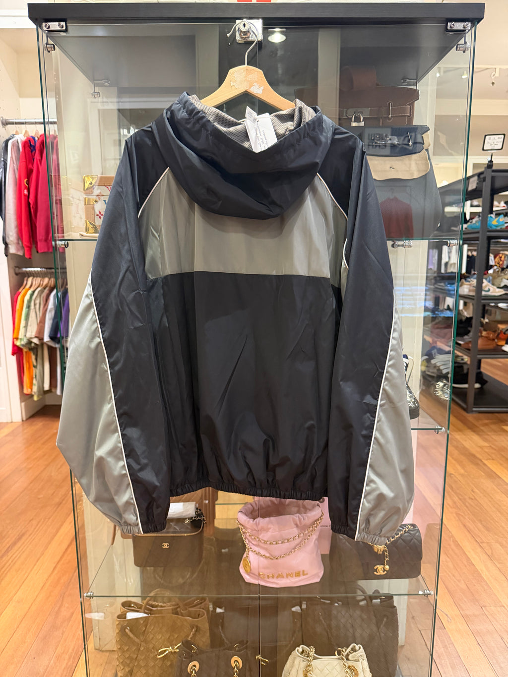 Miu Miu Colorblock Zip Up Windbreaker - Navy/Silver