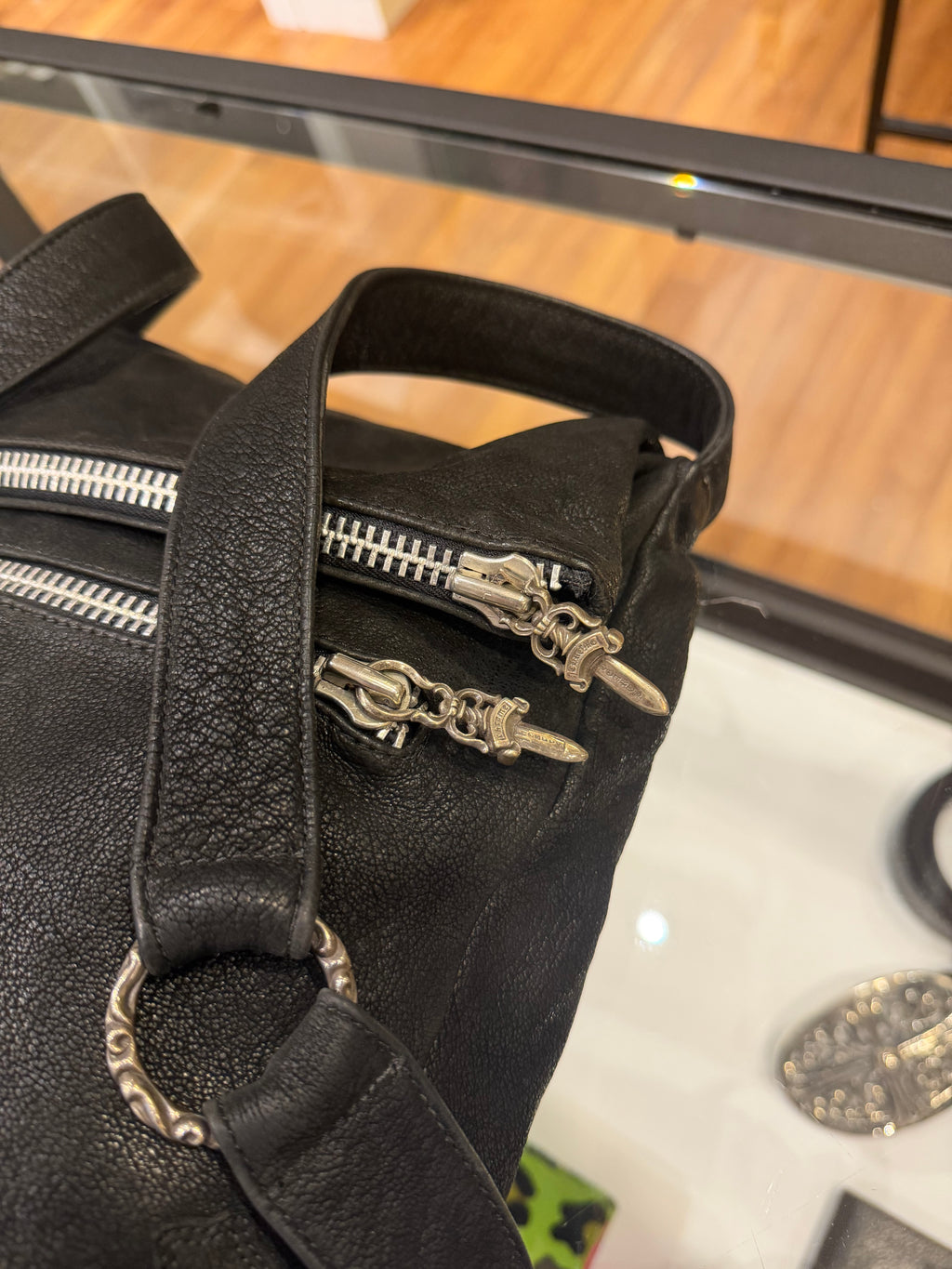 Chrome Hearts Blistered Leather Side Bag With Cross Patch
