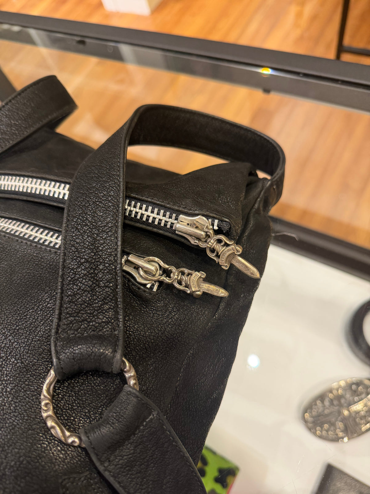Chrome Hearts Blistered Leather Side Bag With Cross Patch