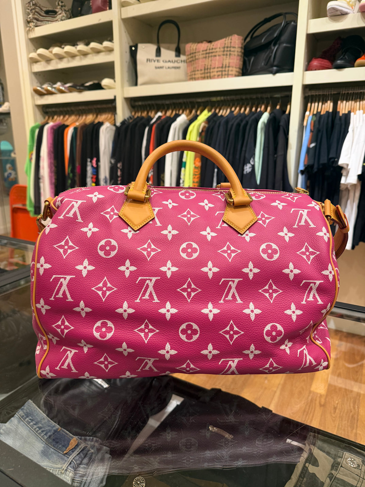 Louis Vuitton P9 Speedy 40 Bandouliere Pink Agate Duffle Bag
