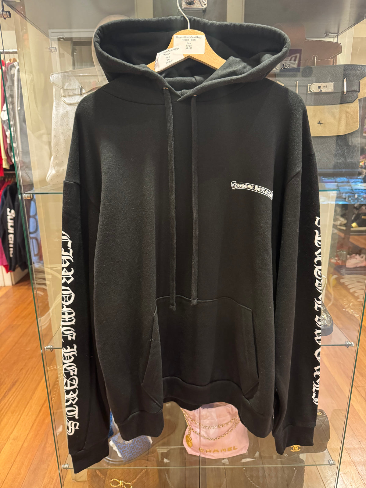 Chrome Hearts Scroll Logo Hoodie - Black