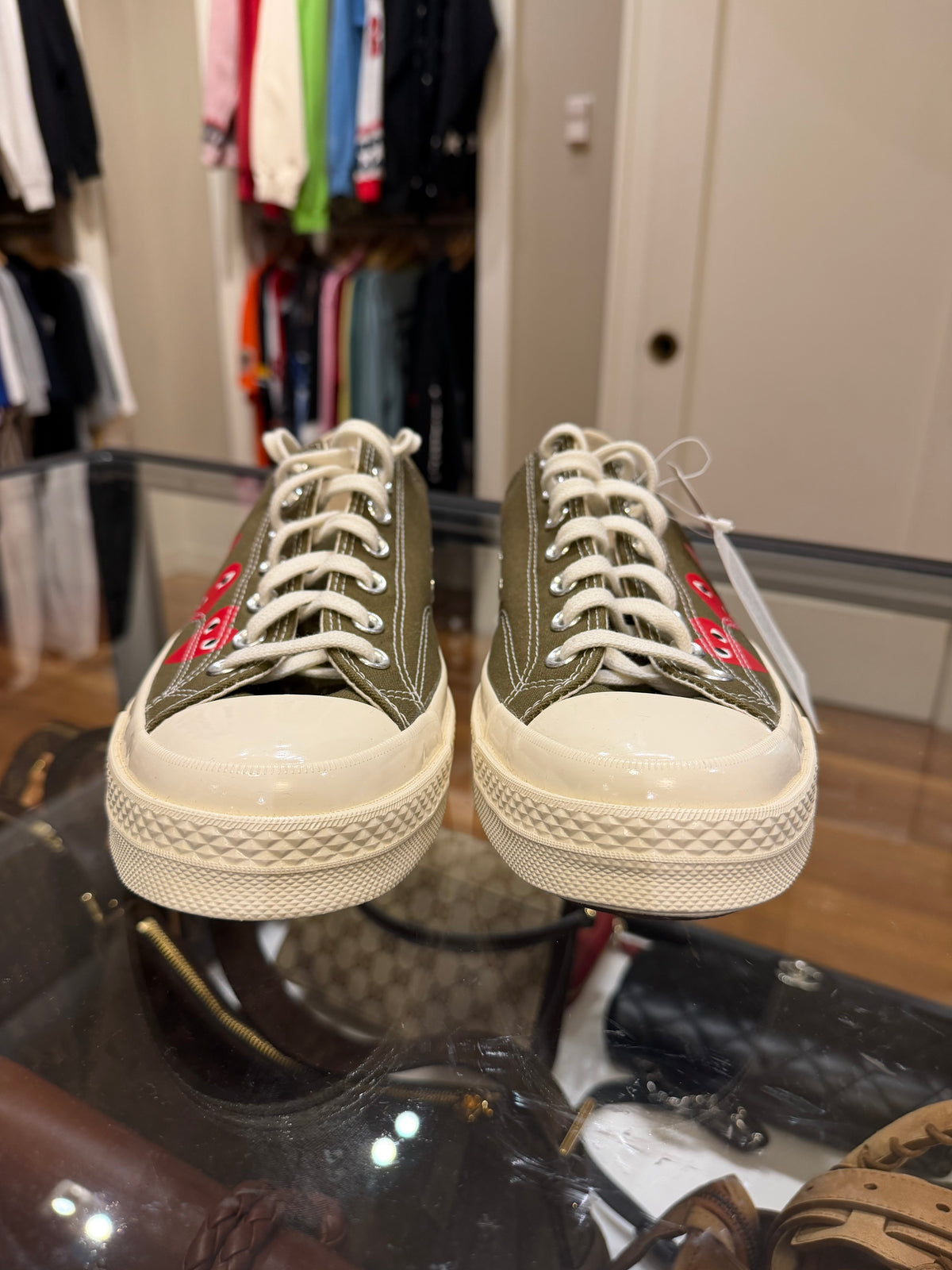 Comme Des Garçons PLAY x Converse Chuck 70 Low Top ‘Multi Heart’ - Olive/Khaki