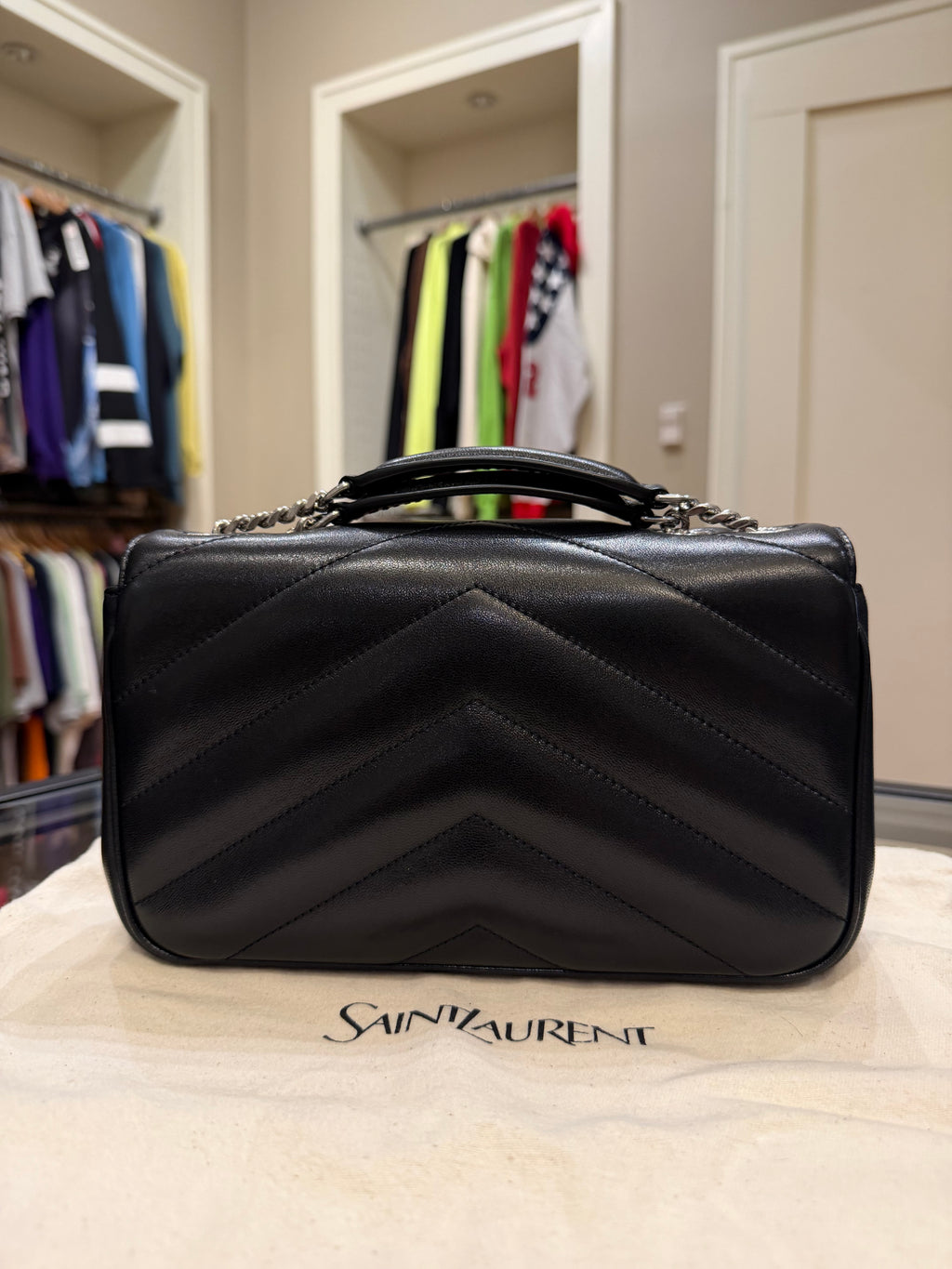 Saint Laurent LouLou Small in Matelassé Lambskin - Black