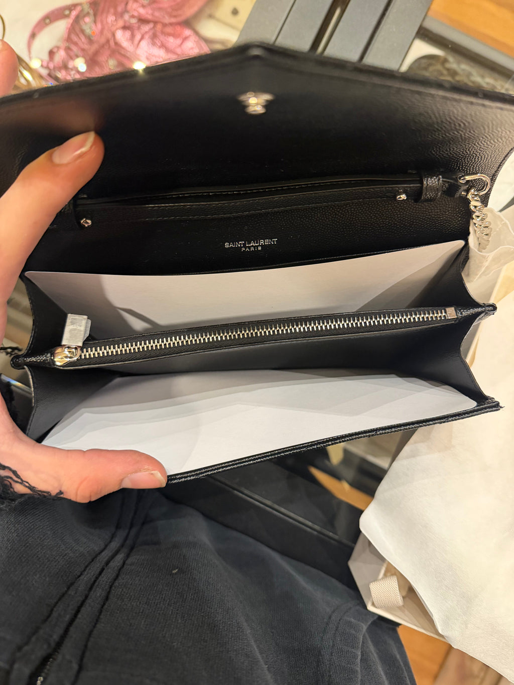 Saint Laurent Cassandre Envelope Chain Wallet