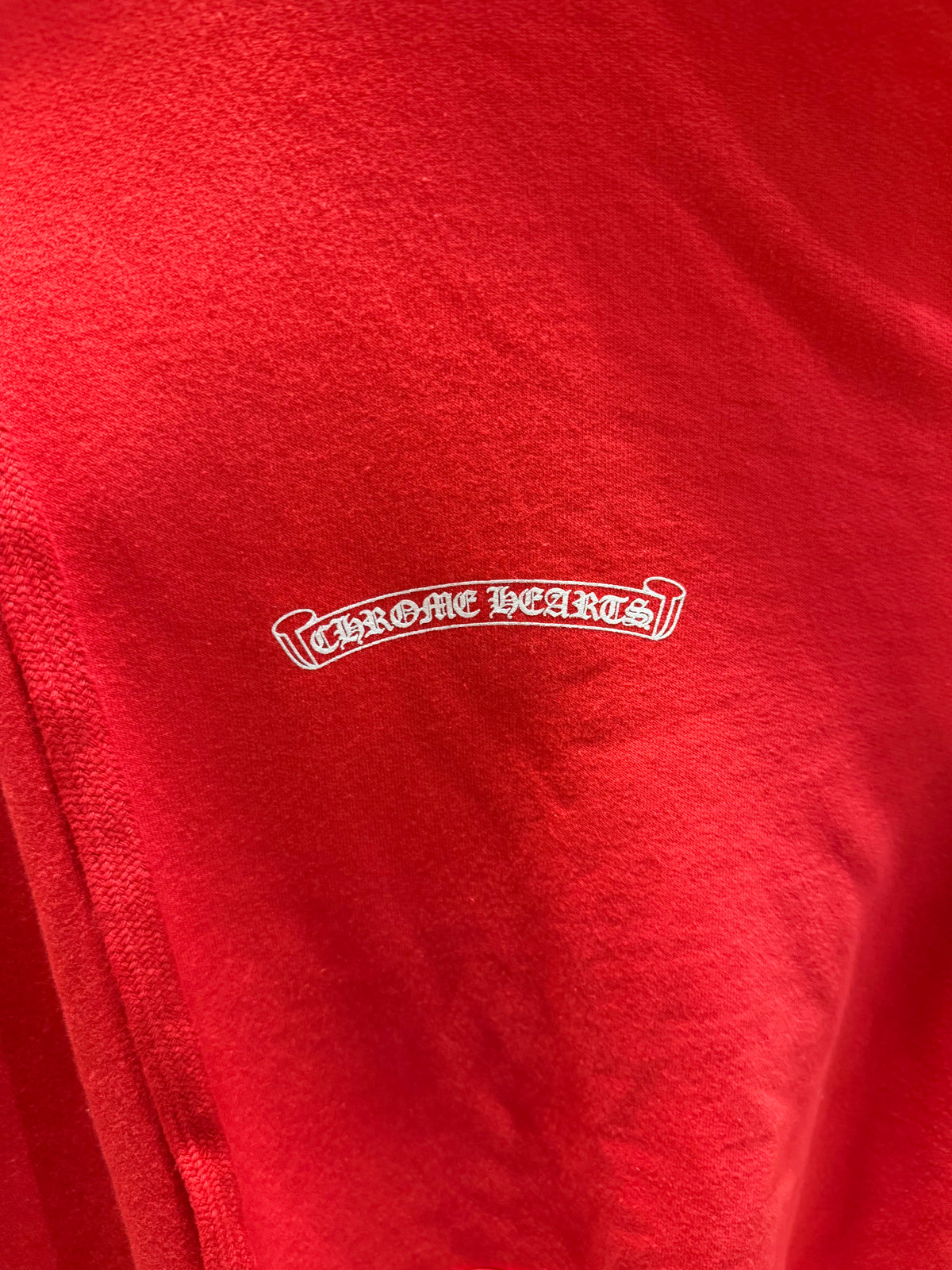 Chrome Hearts Scroll Logo Hoodie - Red/White