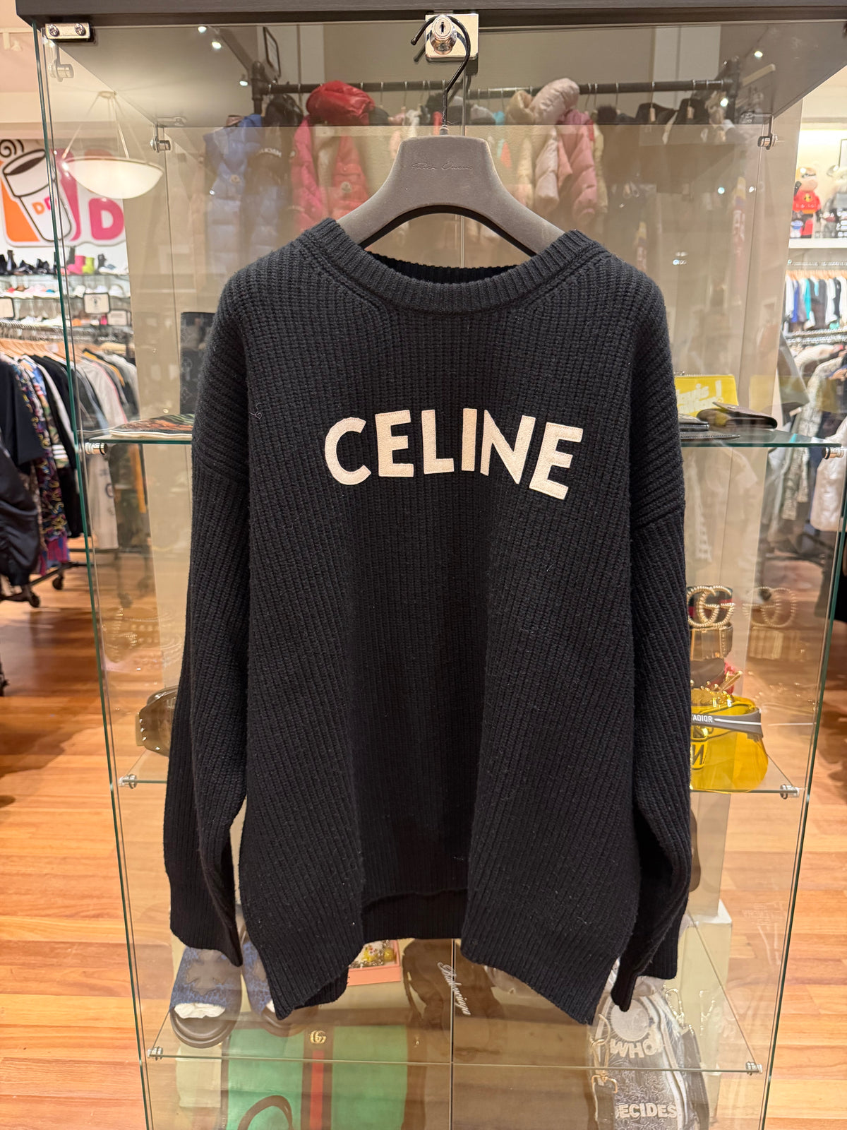 Celine Oversized Sweater In Ribbed Wool