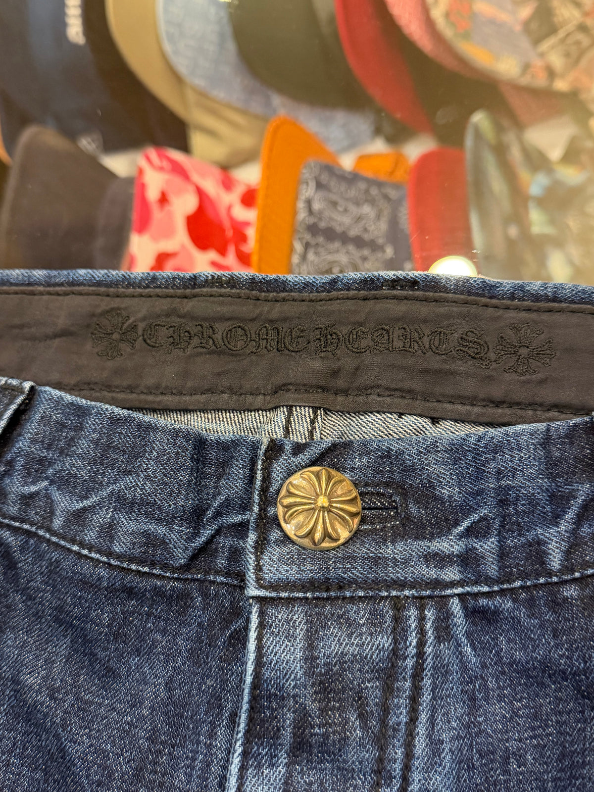 Chrome Hearts KS Cut Raw Denim Jeans - Blue