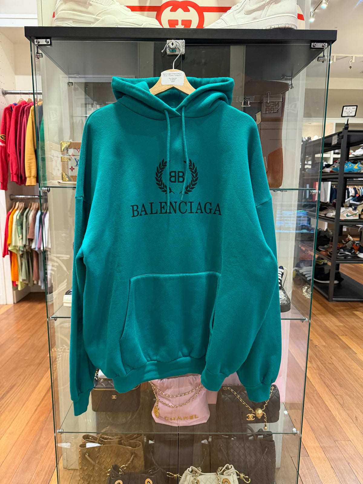 Balenciaga 'Crown Graphic Print ' Hoodie - Turquoise