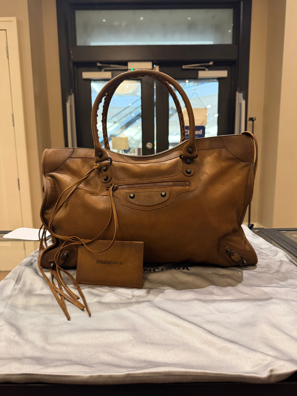 Balenciaga Large Le City Bag  - Brown Caramel Goat Leather