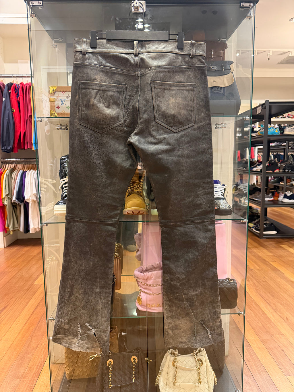 Enfants Riches Deprimes Repaired Leather Flare Pants