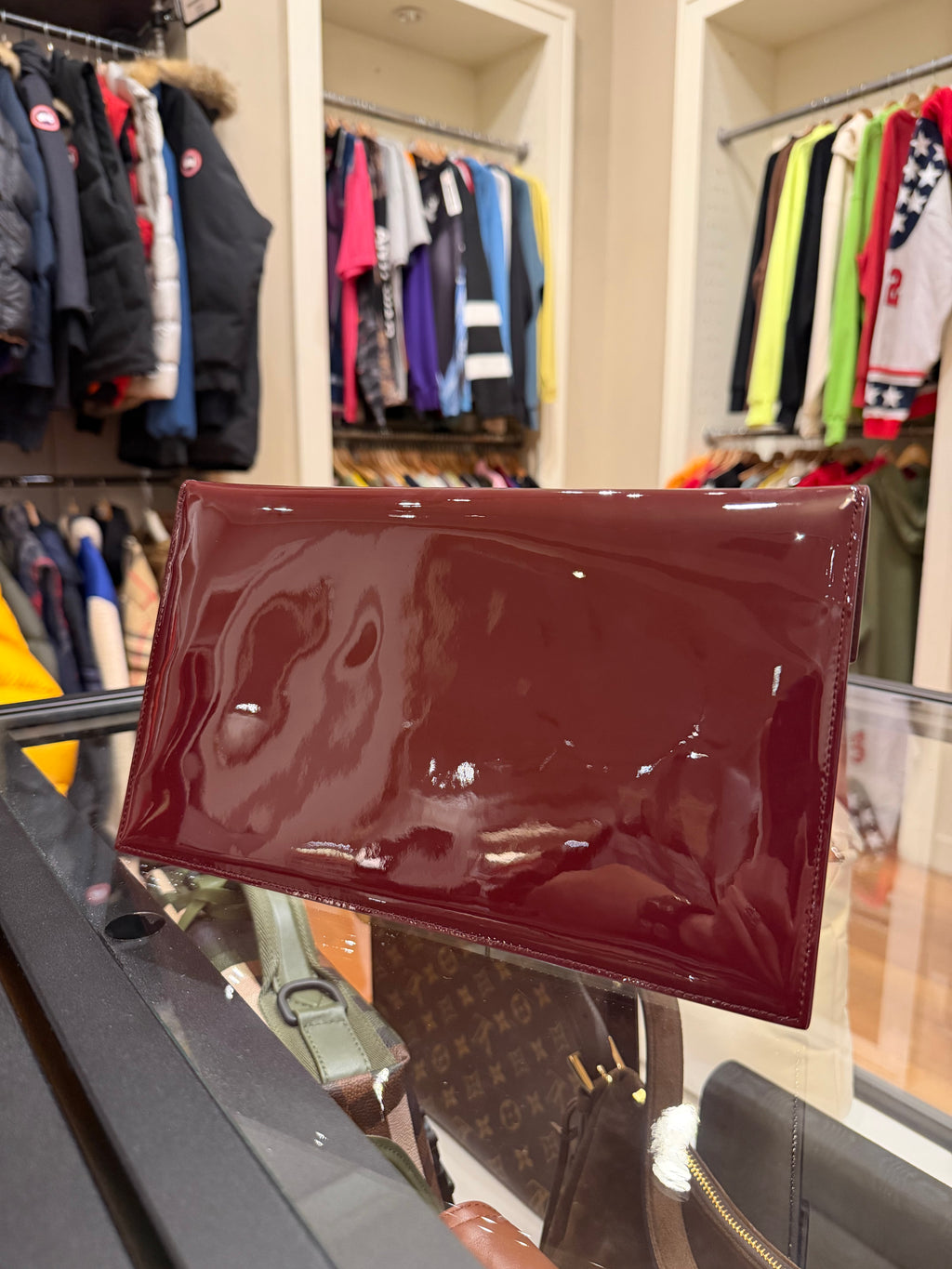 Saint Laurent Patent Leather Uptown Pouch - Red