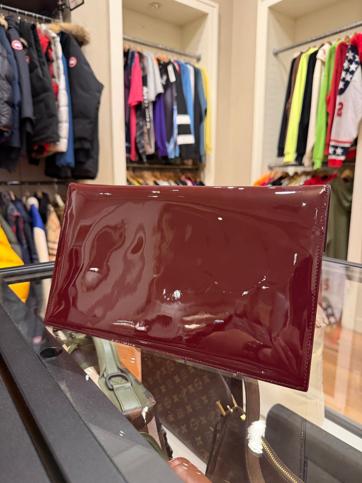 Saint Laurent Patent Leather Uptown Pouch - Red