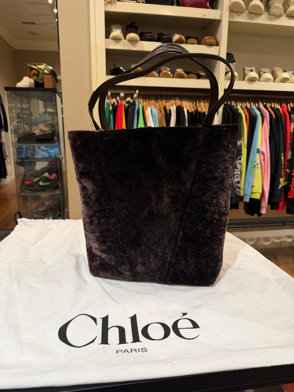 Chloé Medium Spin Shearling Tote Bag