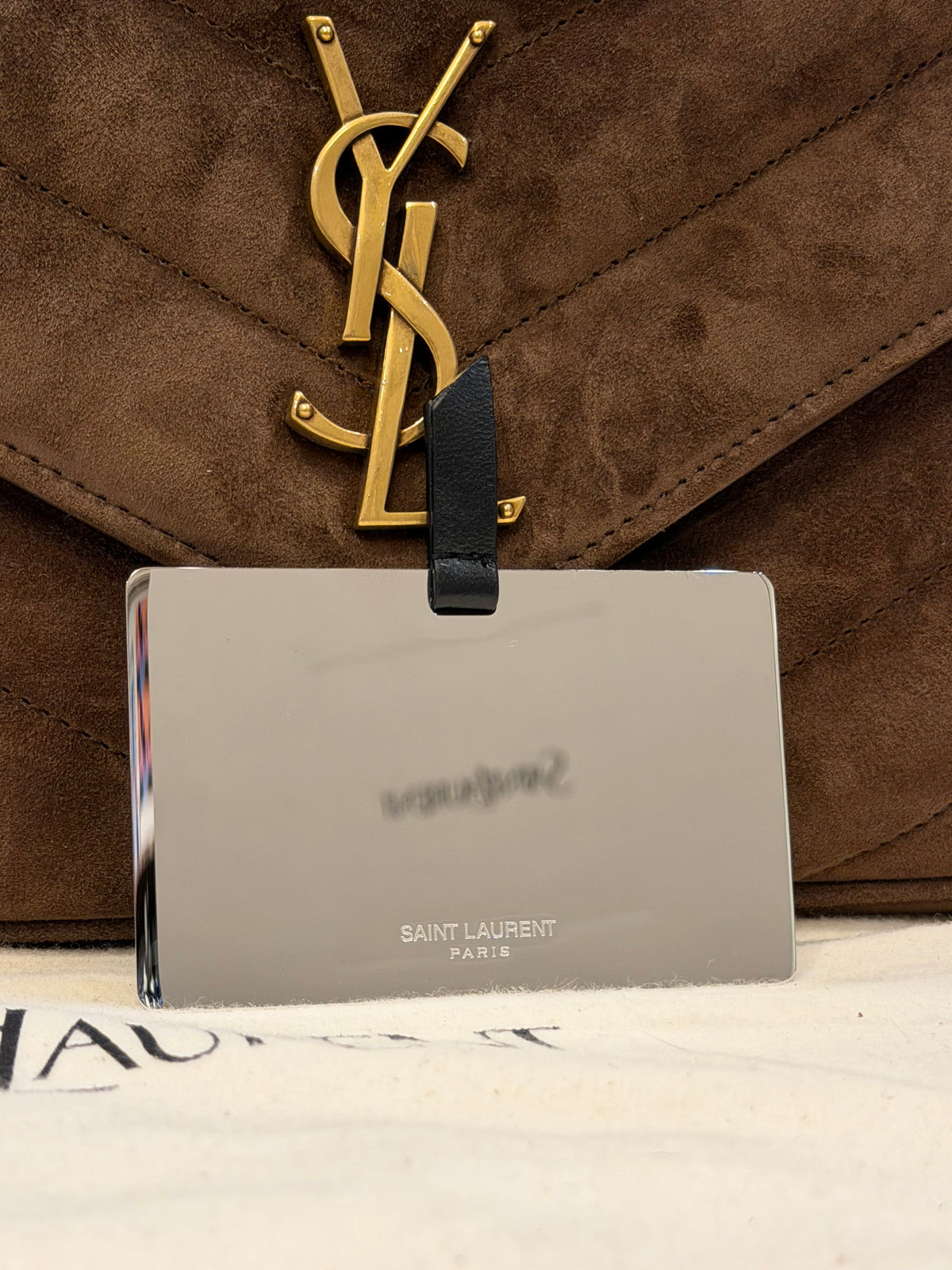 Saint Laurent LouLou Large in Suede - Caramel Cognac