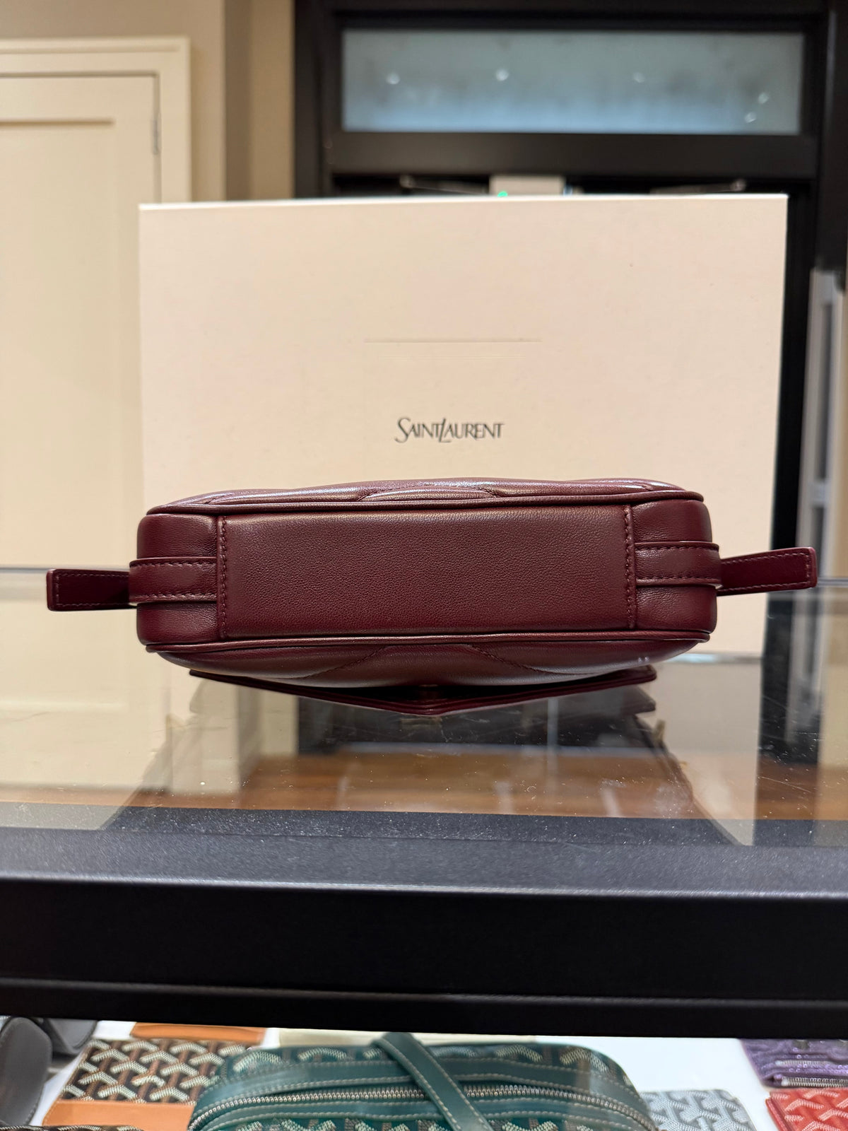 Saint Laurent Loulou Toy Crossbody Matelassé Lambskin Bag - Rouge Cabernet