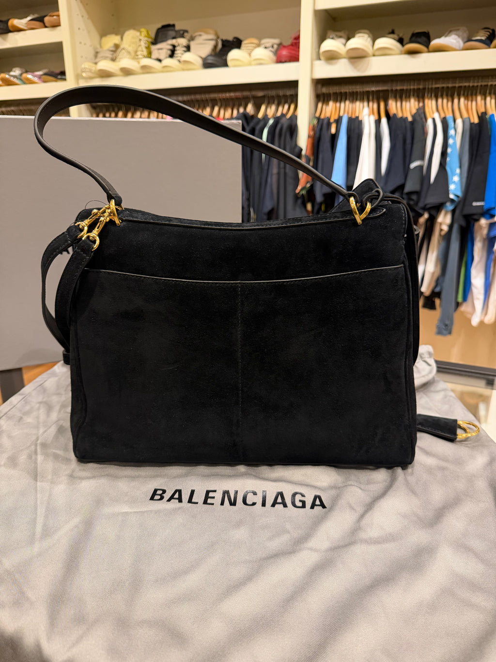 Balenciaga Rodeo Bag Black Suede - Medium