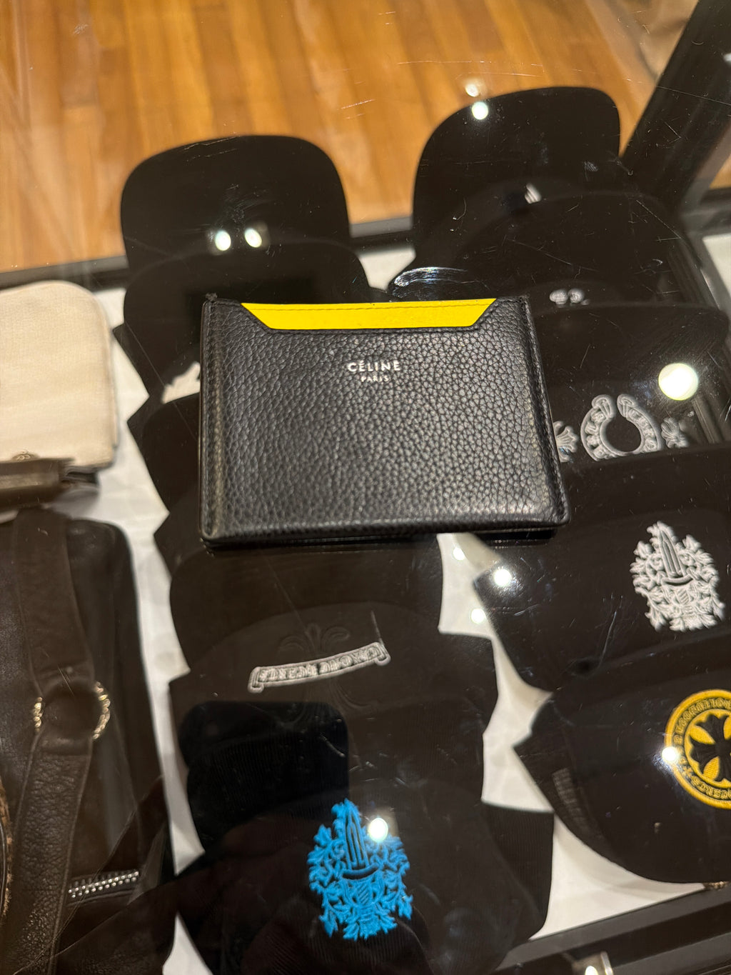 Celine Grained Leather Card Holder - Black