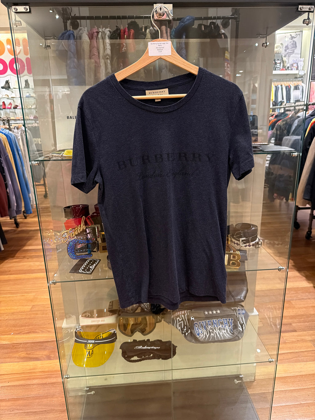 Burberry Script Logo Tee-Navy