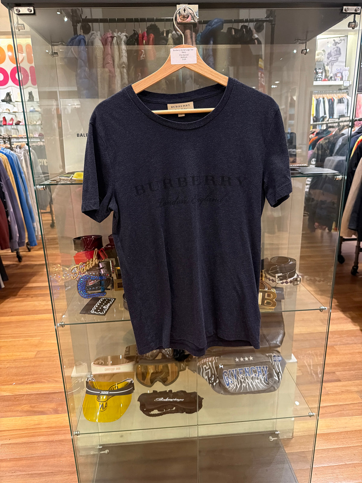 Burberry Script Logo Tee-Navy