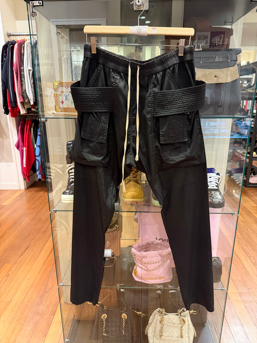 Rick Owens Nylon Creatch Cargo Drawstring Cargo Pants - Black