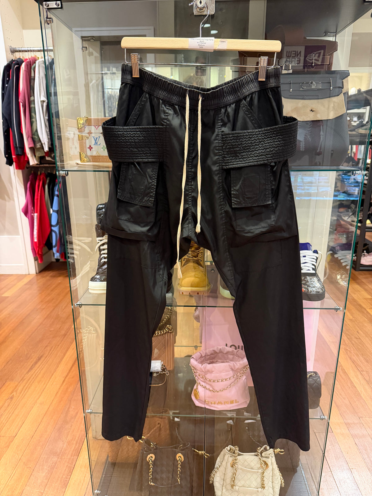 Rick Owens Nylon Creatch Cargo Drawstring Cargo Pants - Black