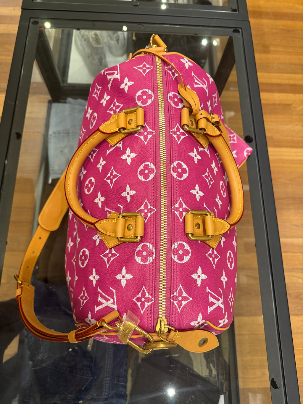 Louis Vuitton P9 Speedy 40 Bandouliere Pink Agate Duffle Bag