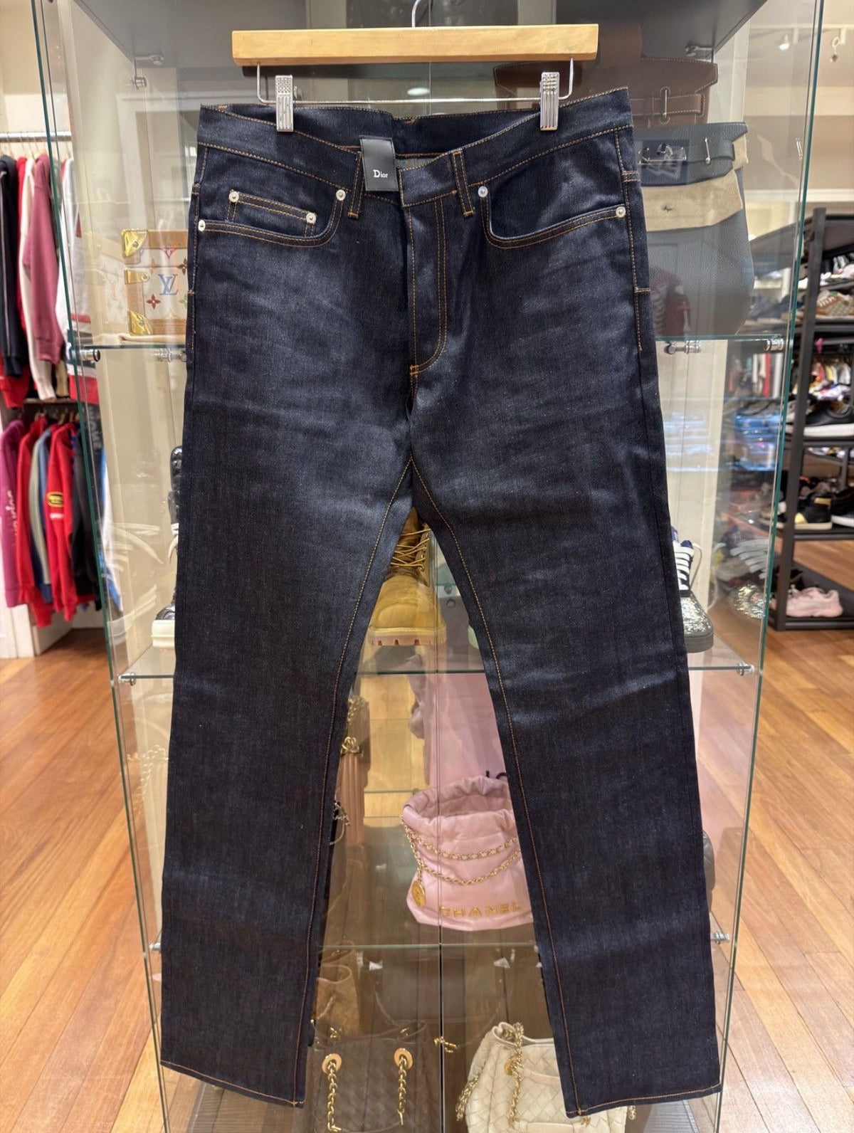 Dior Homme 'Nostalgy Brut' 19cm Raw Denim Jeans - Bleu Foncé