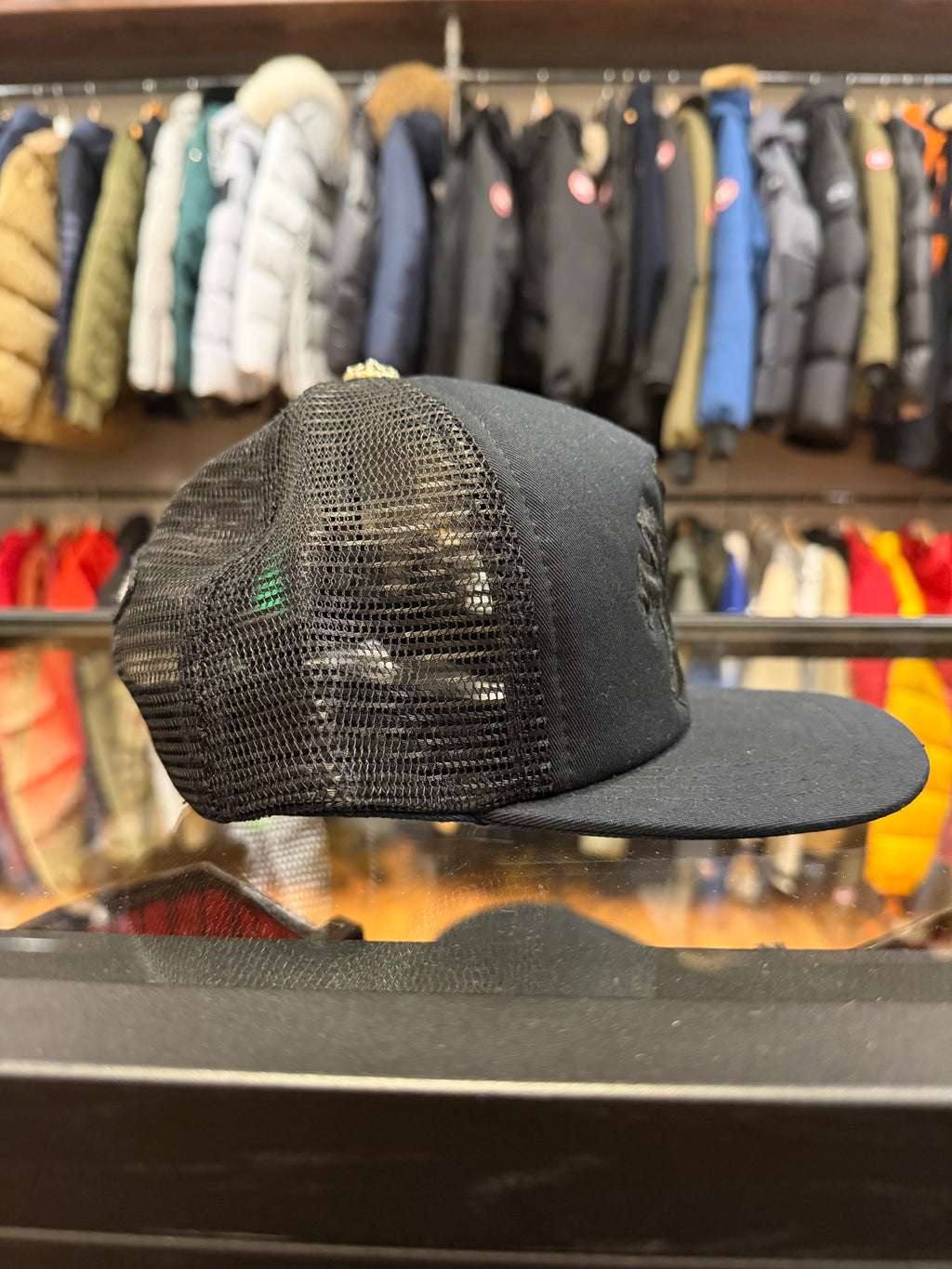 Chrome Hearts Triple Cross Pony Hair Trucker Hat- Black