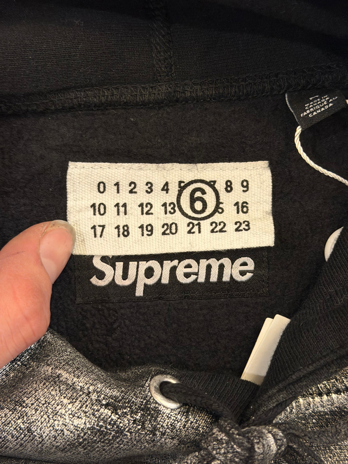 Supreme x MM6 Box Foil Logo Hoodie- Black/Grey