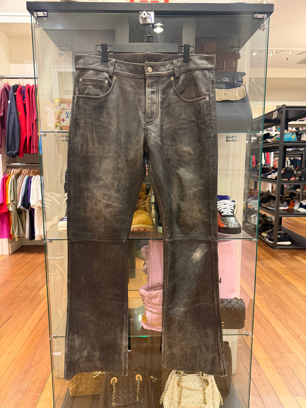 Enfants Riches Deprimes Repaired Leather Flare Pants