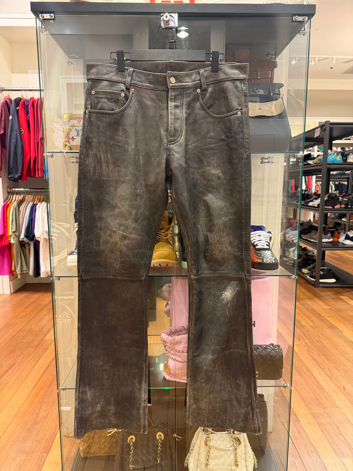 Enfants Riches Deprimes Repaired Leather Flare Pants