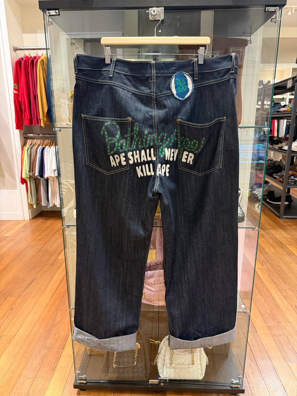 Levi’s x Bape ‘Ape Shall Never Kill Ape’ Print Denim Blue Jeans
