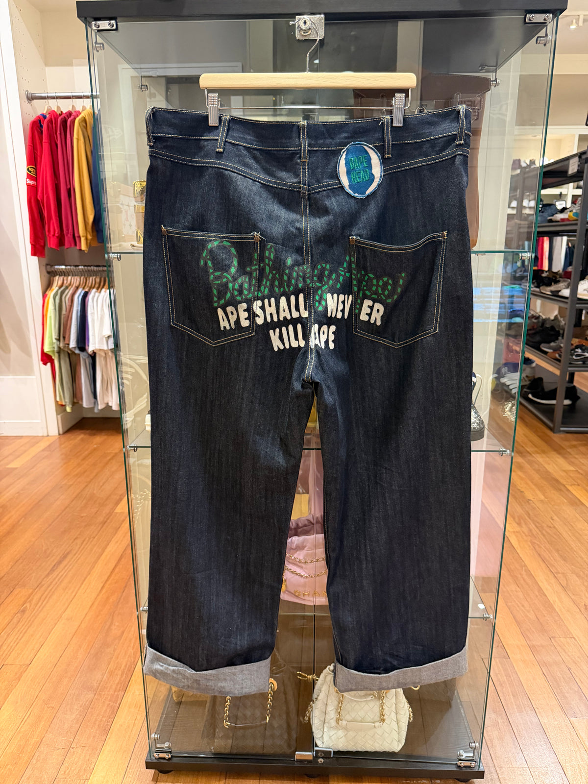 Levi’s x Bape ‘Ape Shall Never Kill Ape’ Print Denim Blue Jeans