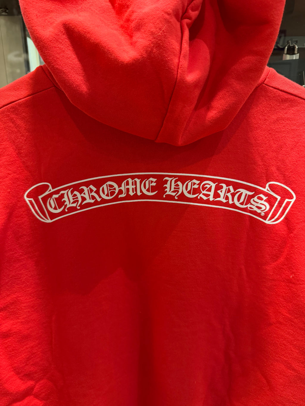 Chrome Hearts Scroll Logo Hoodie - Red/White