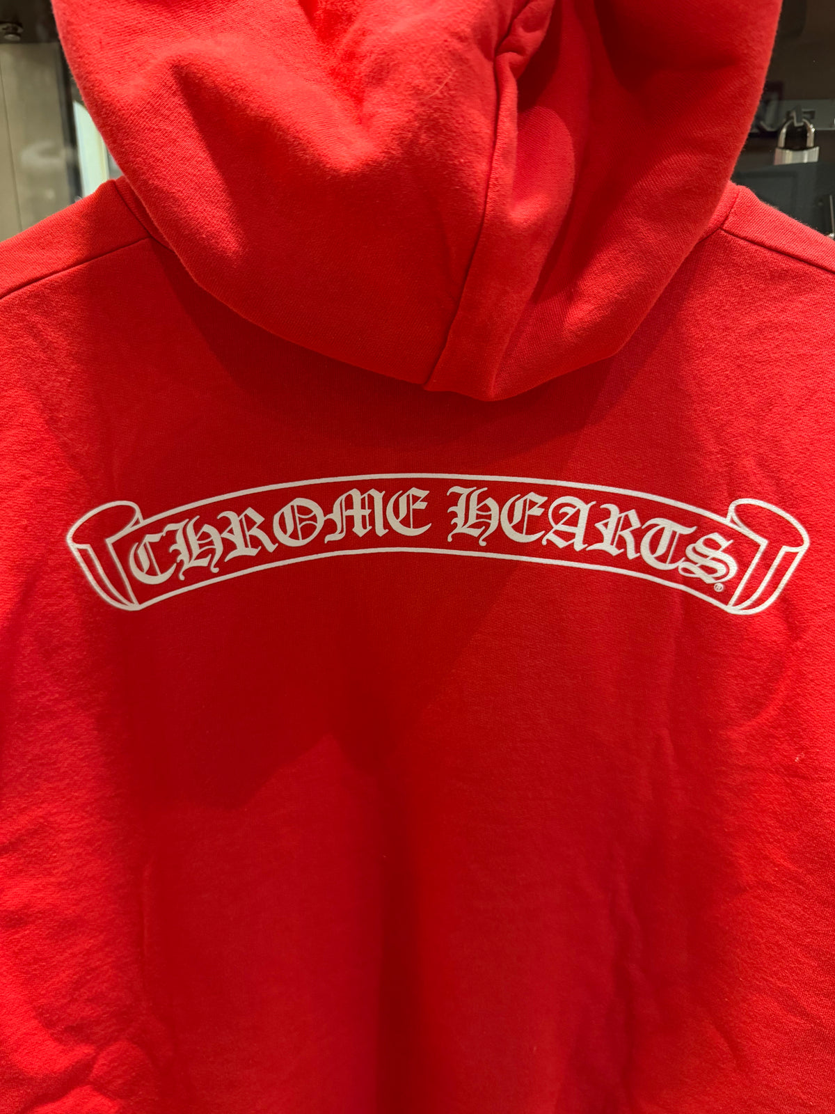 Chrome Hearts Scroll Logo Hoodie - Red/White