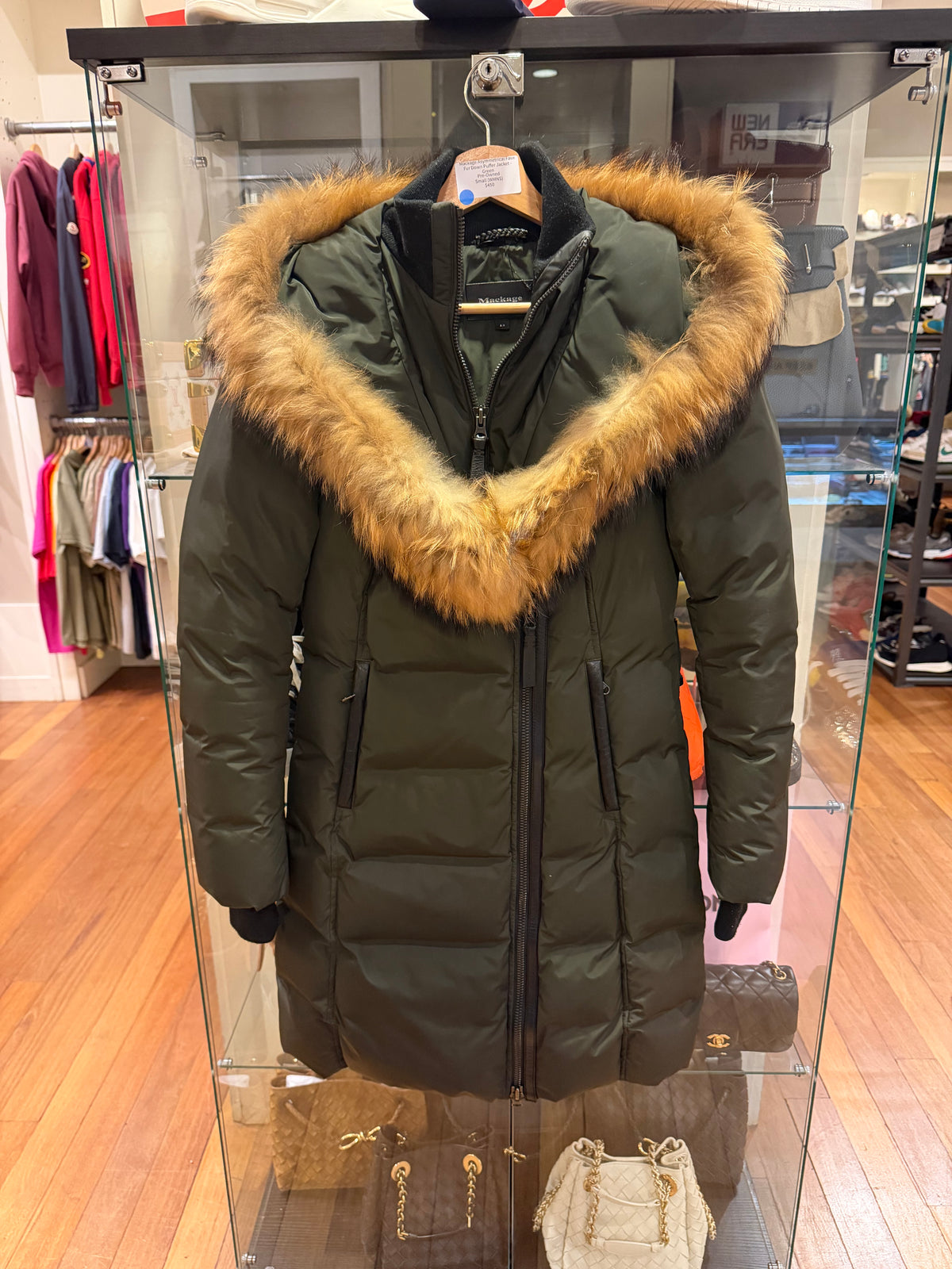 Mackage Asymmetrical Faux Fur Down Puffer Jacket