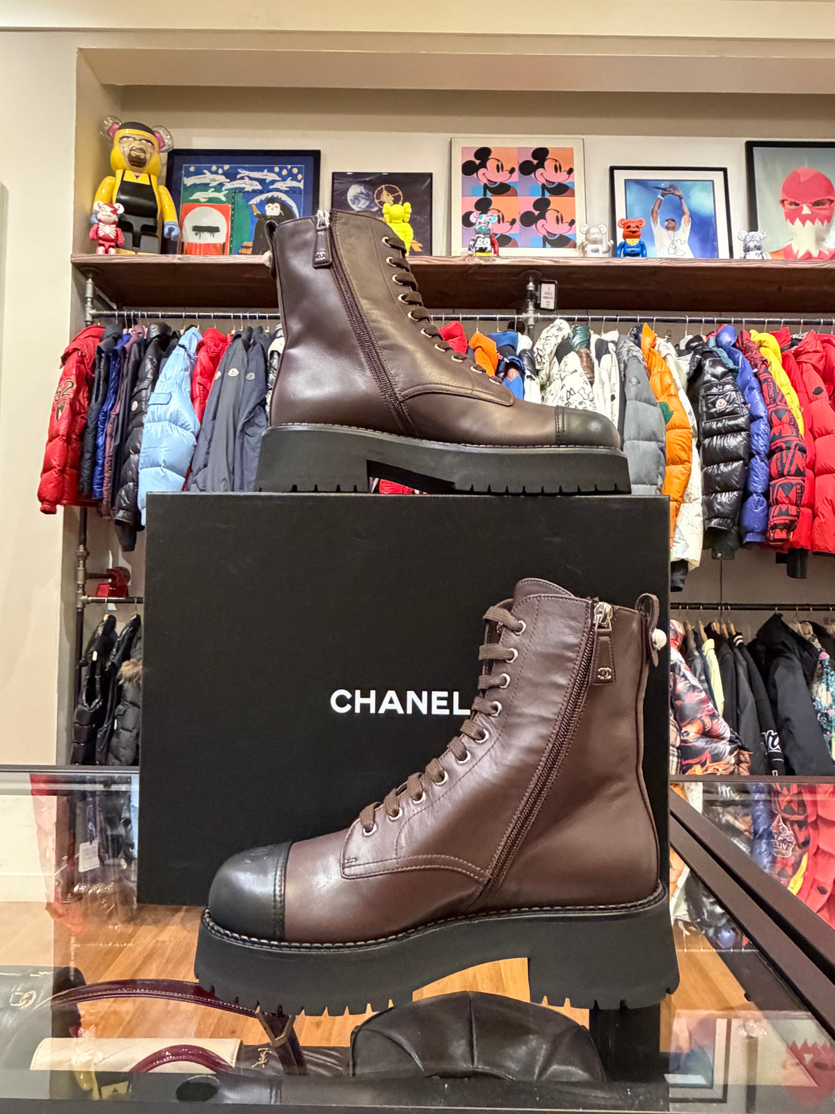 Chanel Calfskin Combat Boots - Dark Brown