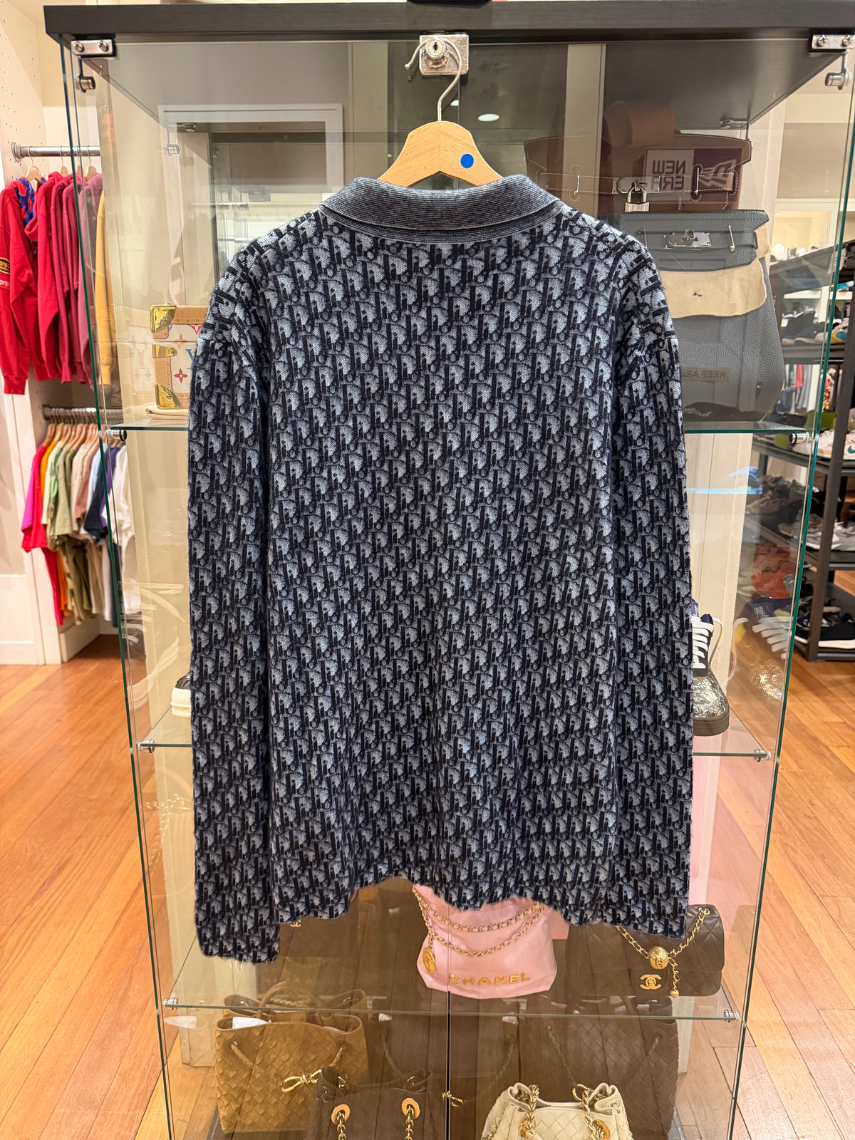 Dior x Otani Workshop Knit Oblique Polo Shirt - Blue