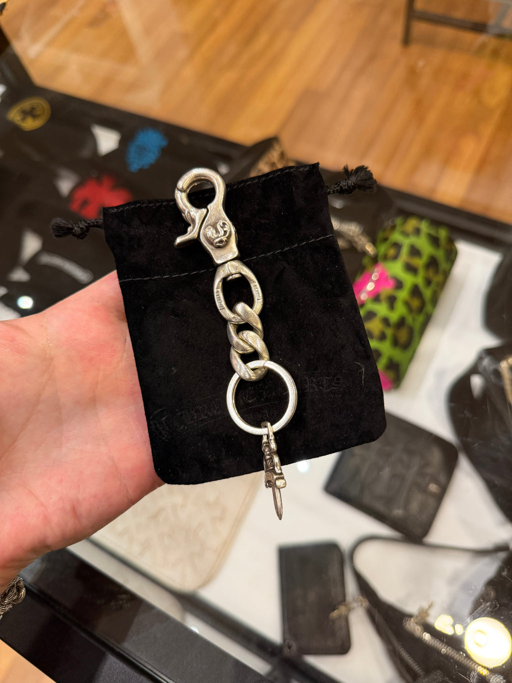 Chrome Hearts Lobster Clasp Floral Heart Keychain - Silver