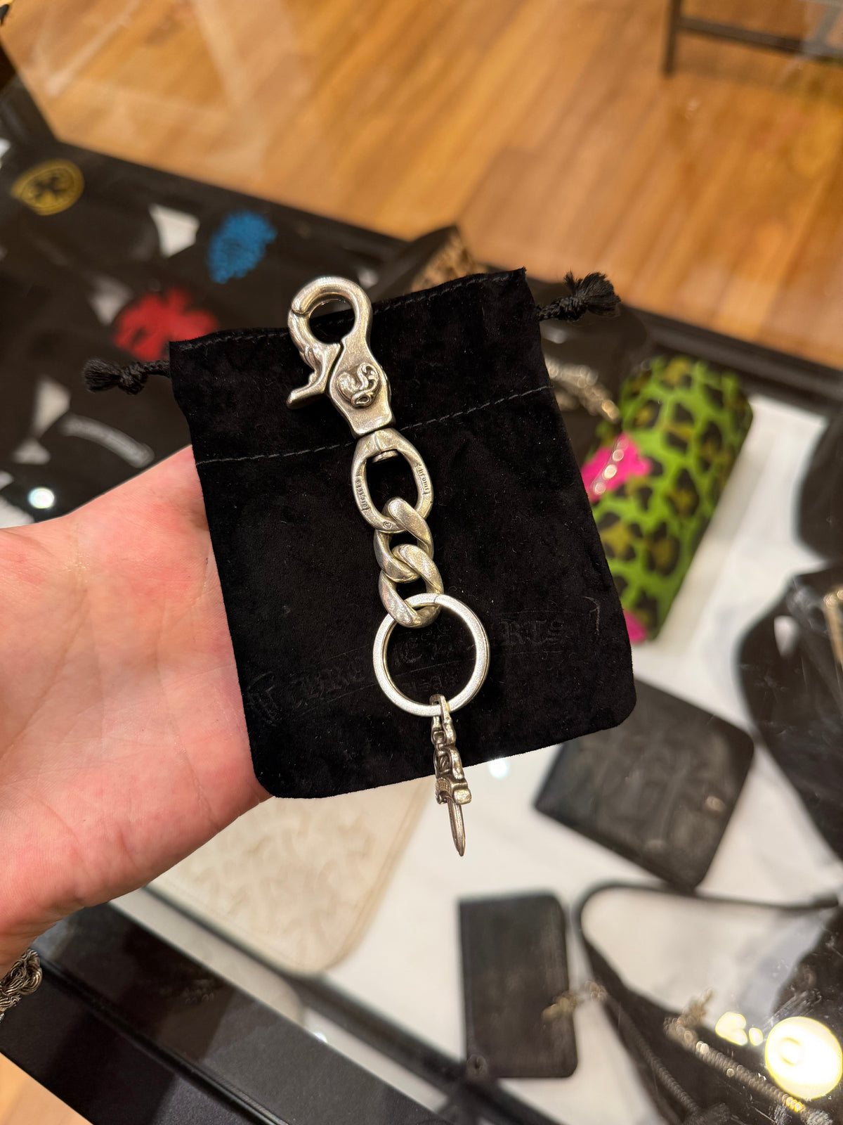 Chrome Hearts Lobster Clasp Floral Heart Keychain - Silver