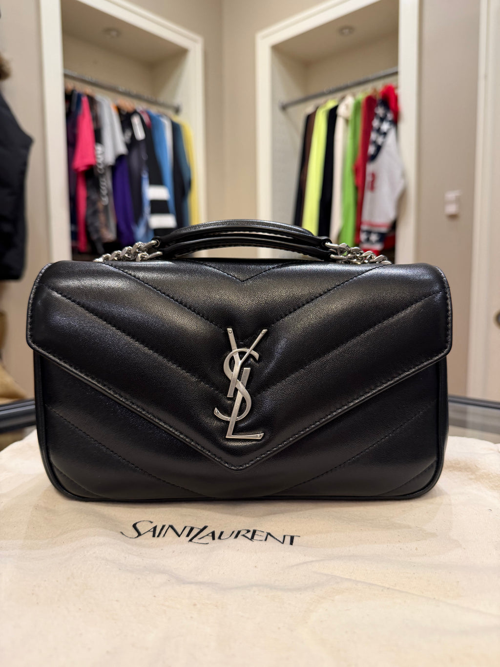 Saint Laurent LouLou Small in Matelassé Lambskin - Black