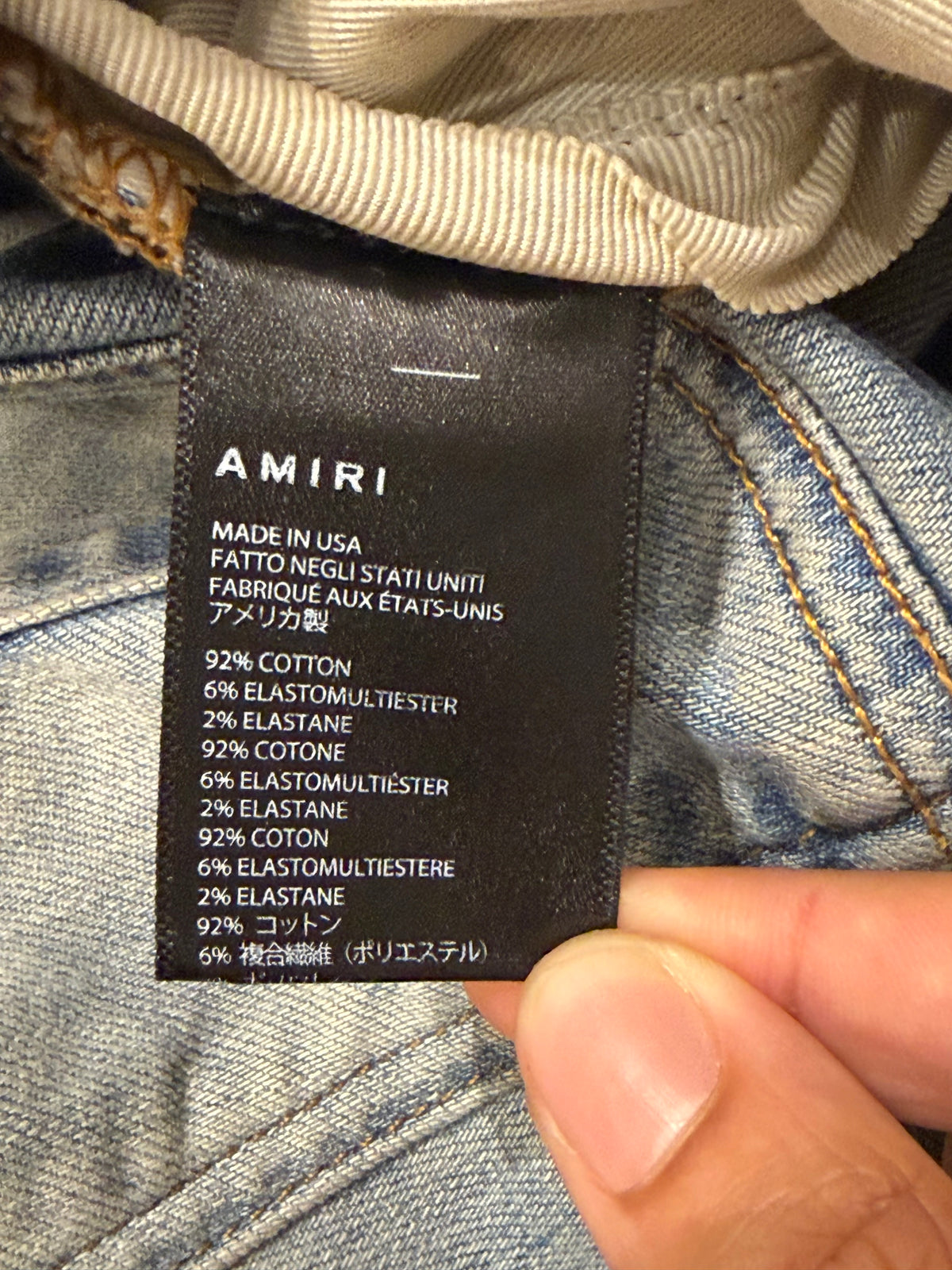 Amiri MX1 Distressed Skinny Jeans - LightWash/Flannel Patches