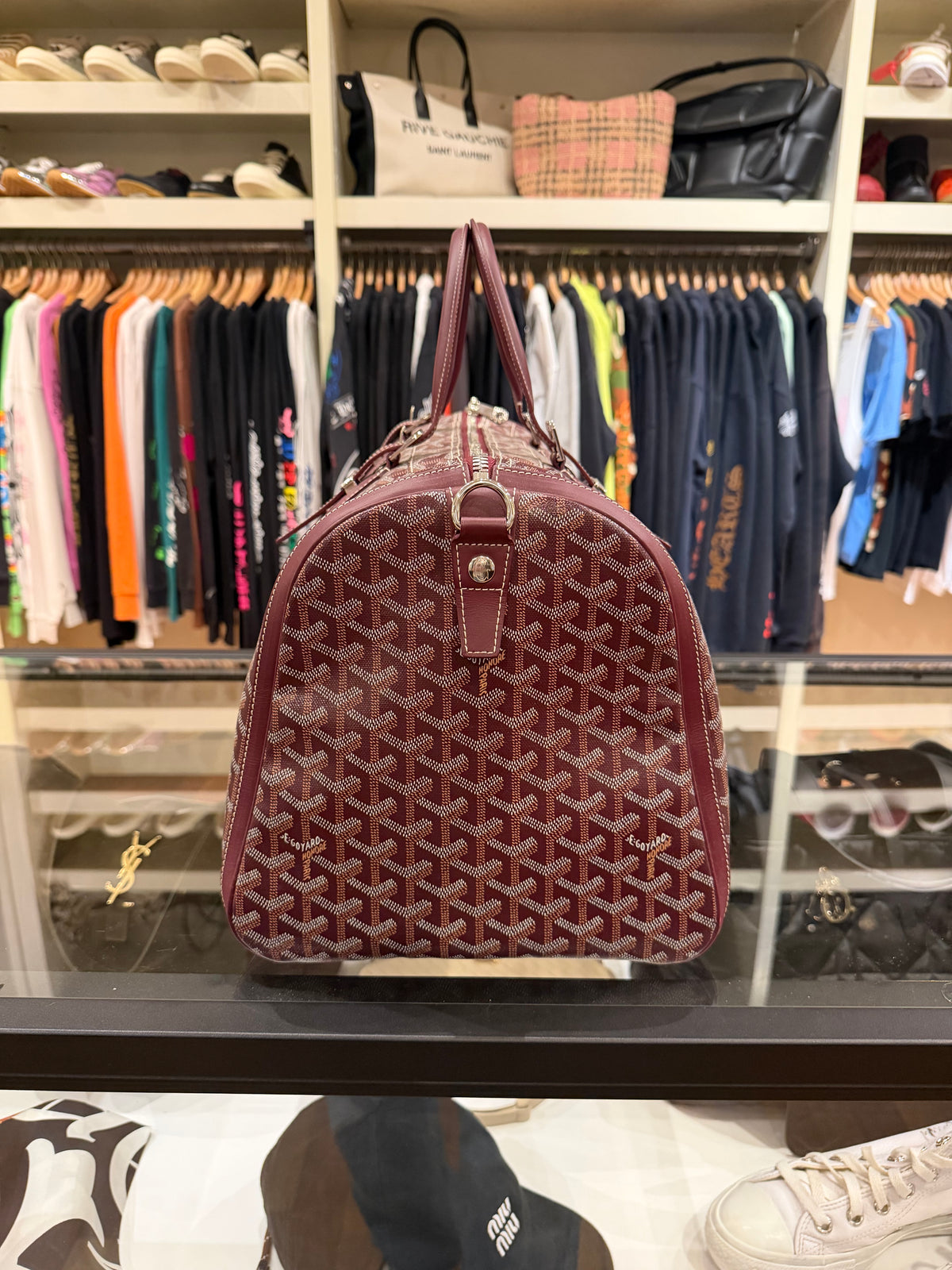 Goyard Croisiere 45 Crossbody Burgundy Duffle Bag